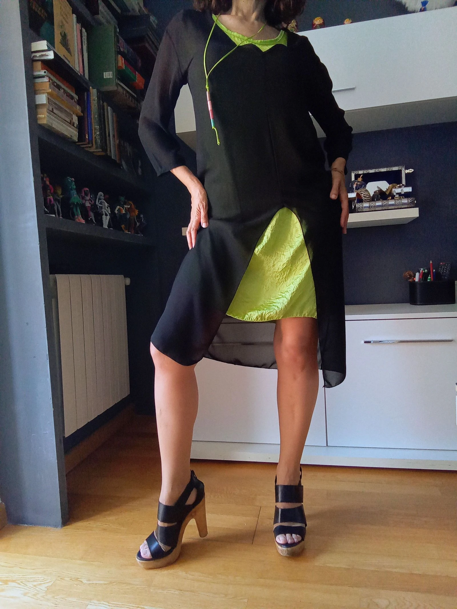 Vestido lima y negro para eventos